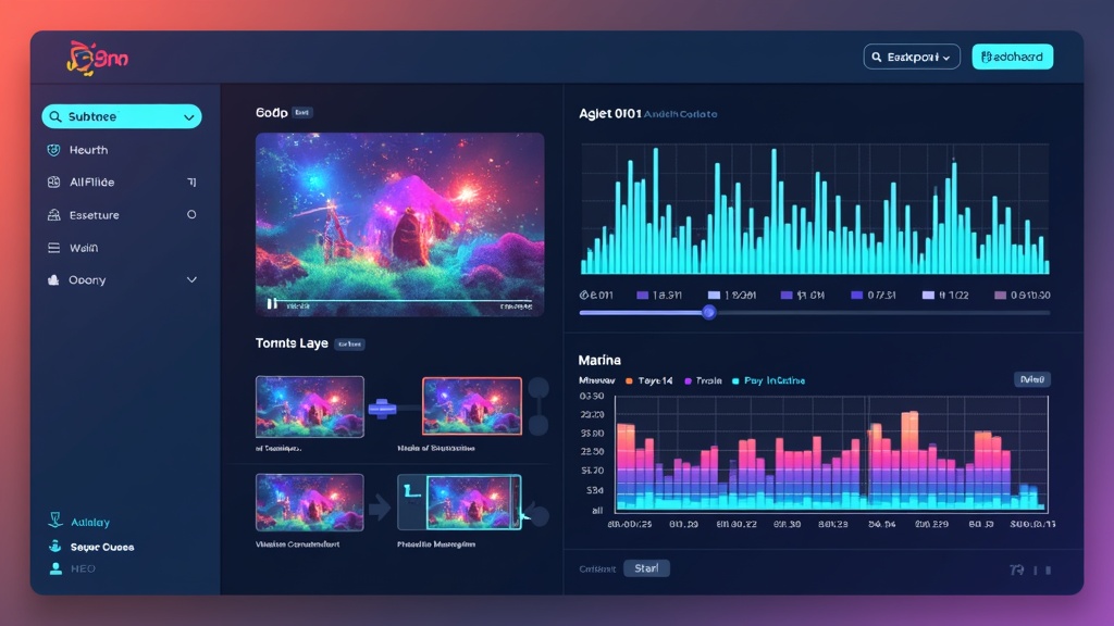 A dynamic dashboard of AI Studios showing video, image, and text content generation