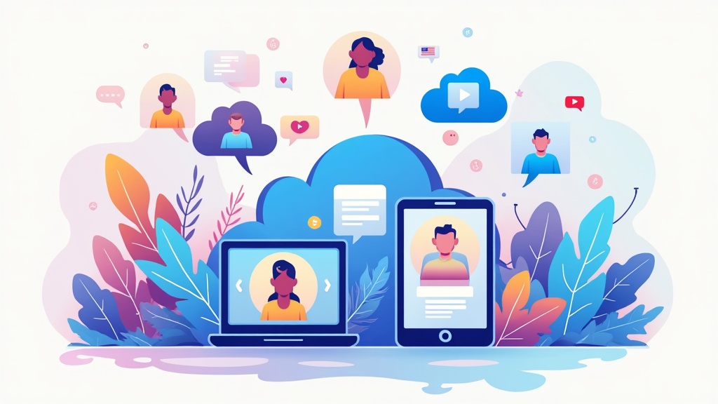 Mobile app interface showing workflow for creating an avatar video